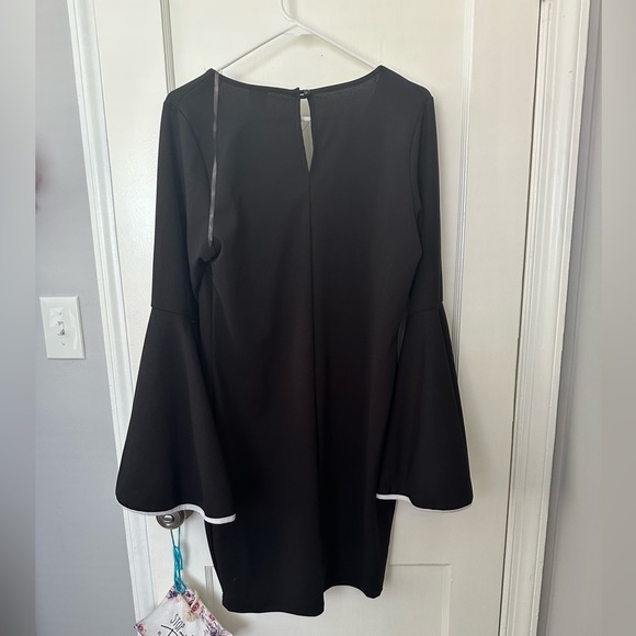 Black Trumpet Sleeve Bodycon Dress - Picture 3 of 3